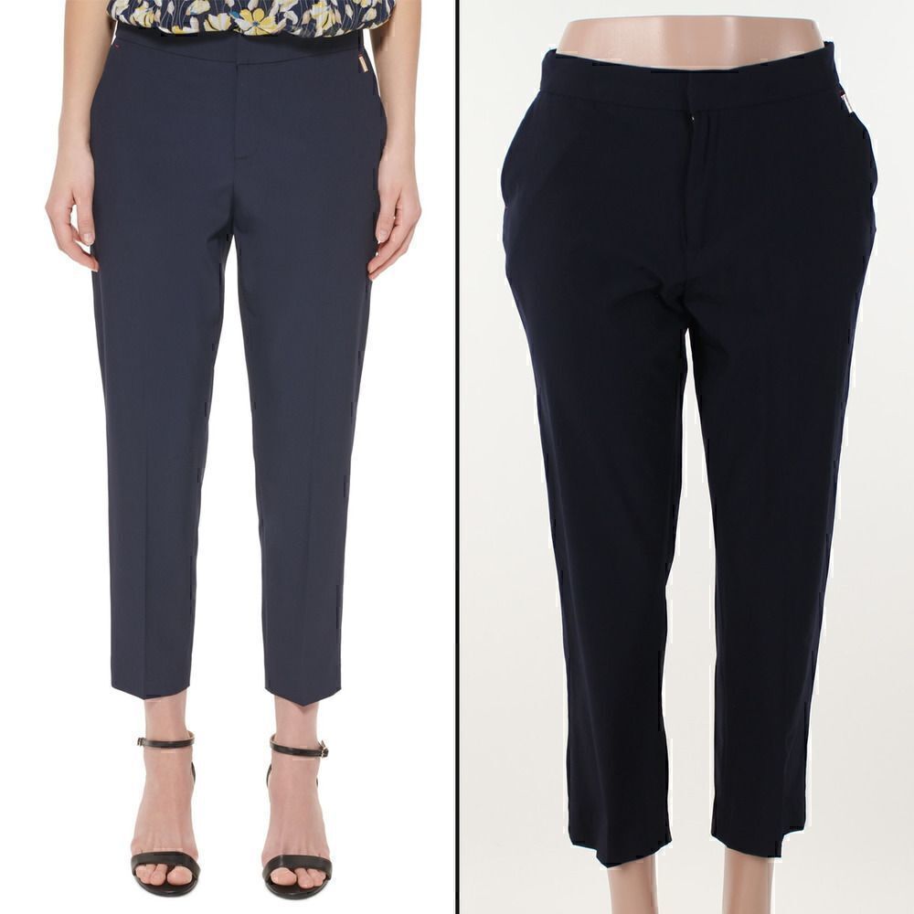Tommy Hilfiger Cropped Flat-Front Pants - Midnight - Size 10